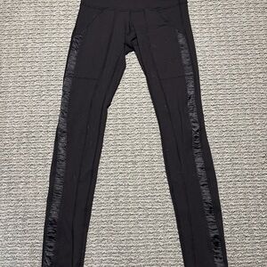 Lululemon Leggings Practice Daily Pant Ruched Tuxedo Stripe Black Womens Sz 4